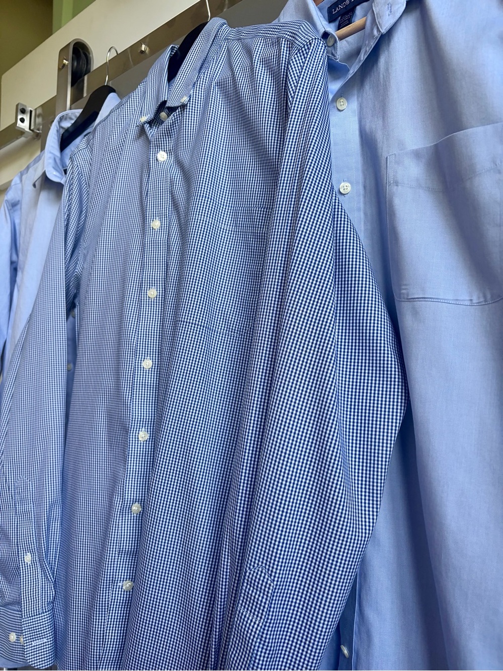 Land’s End Set of 3 TALL Blue Cotton Button-downs - Picture 2 of 6